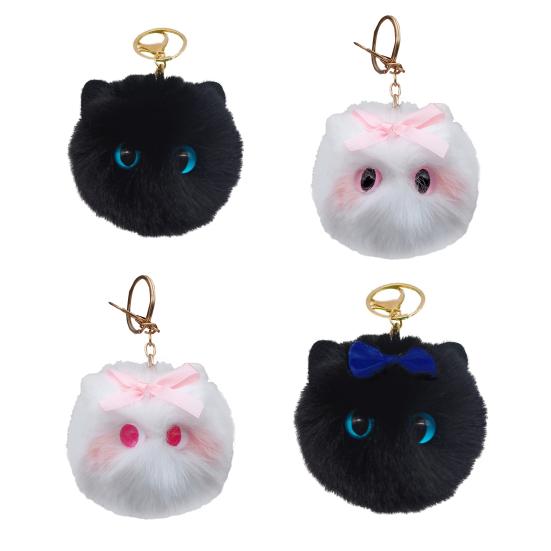 Yousheng Cute Faux Fur Ball Keychain Cat Soft Pompom Animal Tail Hair Ball Car Keychain Ladies Car Bag Accessories Key Ring Mom Gift