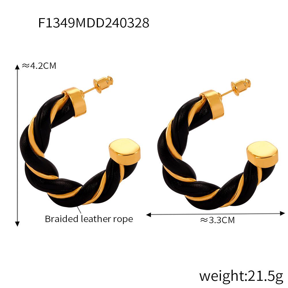 Винтажные серьги в китайском стиле из плетеной кожи, геометрические, медные С-образной формы