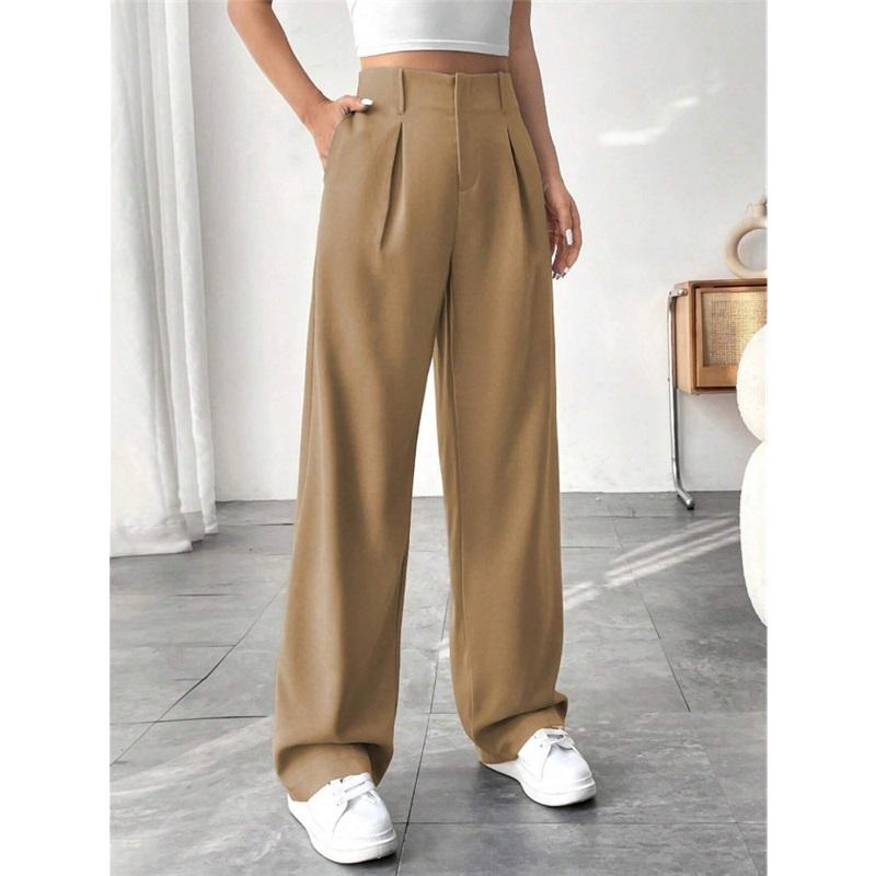European And American 2025 Commuter High Waisted Loose Fit Trousers Spring Summer Essential Casual Wide Leg Pants For Women
