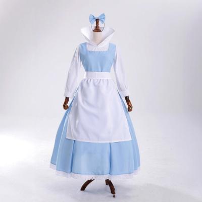 Halloween Bell Maid Costume Beautiful Woman and Beast Bell Blue Maid Costume Stage Costume