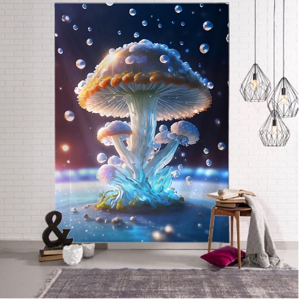 Mushroom Forest Tapestry Kawaii Home Decoration Room Art Background Cloth Children'S Room Decoration Hanging On The Wall