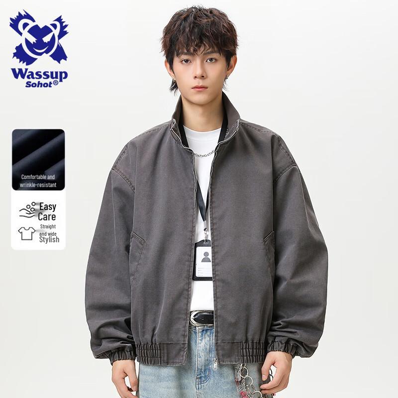Wassup Sohot Men's Stand Collar Workwear Jacket