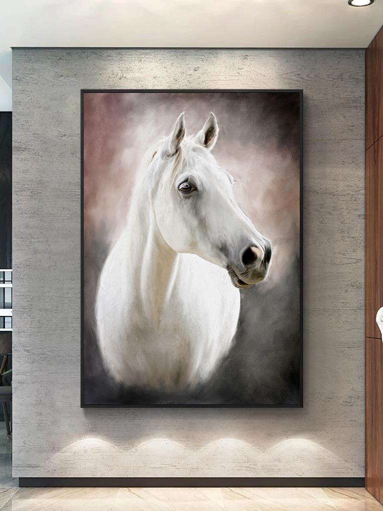 Black and White Horse Portrait Poster Print Canvas Painting Horses Running Animal Wall Art Picture for Farmhouse Room Home Decor