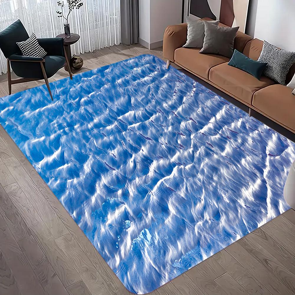 Beach Ocean Wave Design Ultra-Soft High-Density Microfiber Area Rug Perfect for Home Decor Bedroom Living Room Kids Playroom Mat
