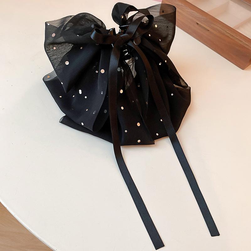 Big Large Satin Bow Ribbon Hair Clip Fashion Elegant Temperament Women Girls Ponytail Clip Ribbon Hair Clips Wedding Hair Accessories Gifts