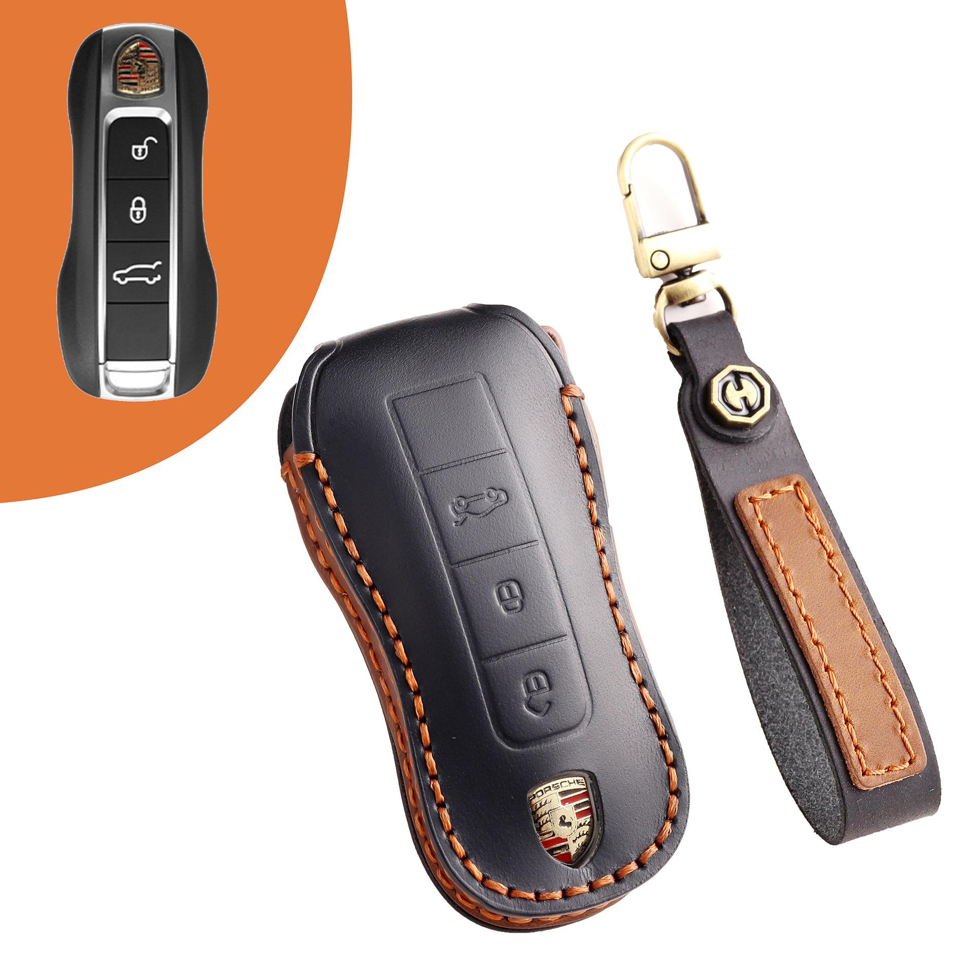 

Handmade high-end key cover for Porsche Cayenne leather key case macan718 Paramela 911