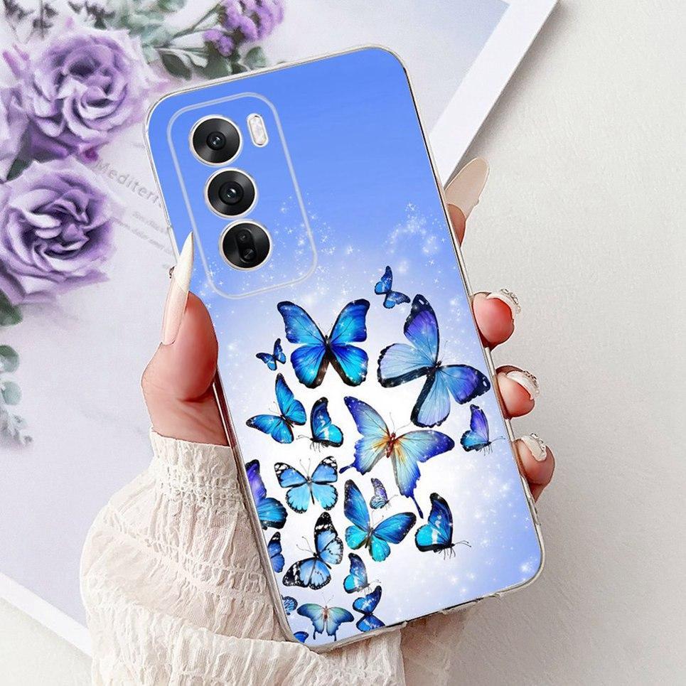 For Cover Oppo Reno12 Pro CPH2629 / Reno 12 5G CPH2625 Phone Case Colorful Flower Butterfly Lxuru Women Fashion Soft Siliocne