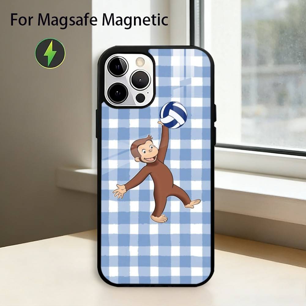 Curious G-George M-Monkey Phone Case For iPhone17,16,15,14,13,12,11 Plus,Pro Magnetic with Magsafe Wireless Charging