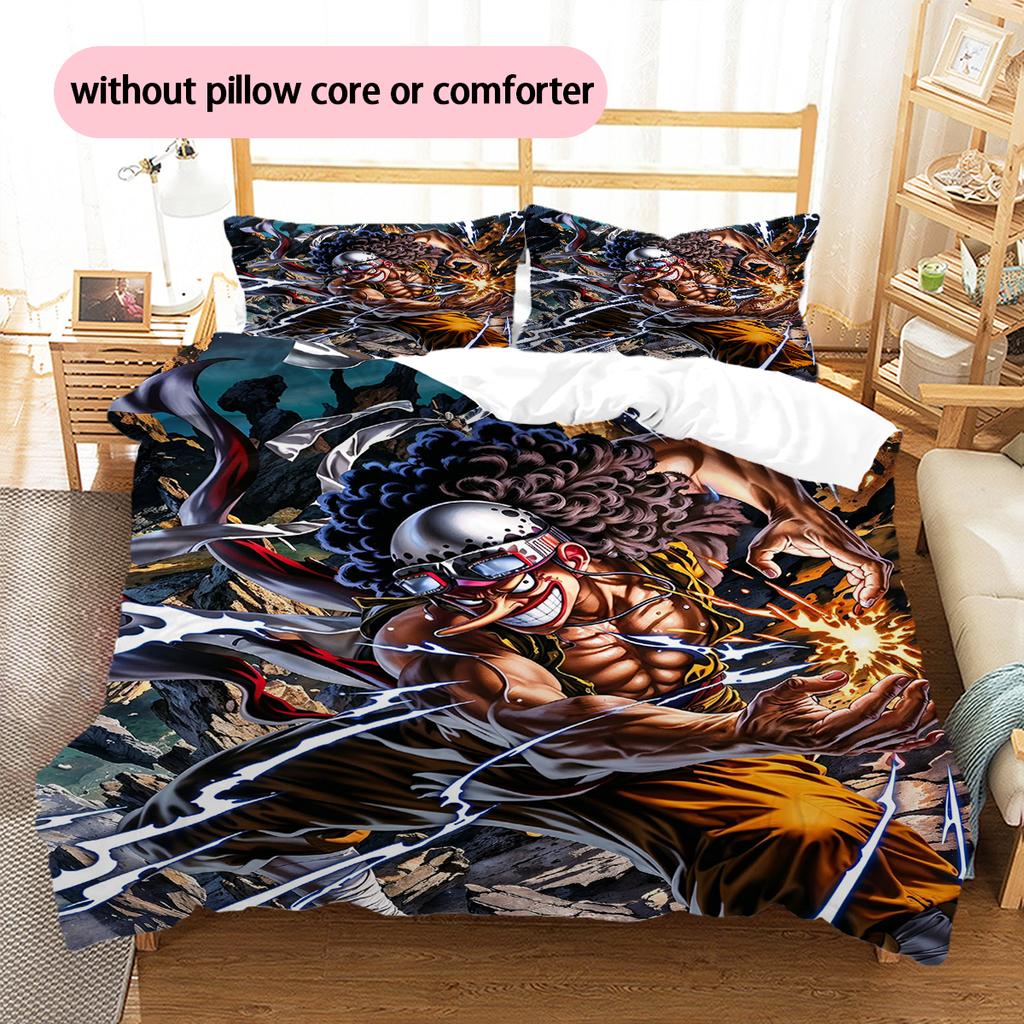 Juego de Ropa de Cama con Estampado de Dibujos Animados Colcha Funda de Colcha Funda de Almohada Decoración del Hogar Regalo de Cumpleaños (1 * funda nórdica + 2 * fundas de almohada, sin núcleo)