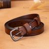 Women's Retro Genuine Leather Belt - Top Layer Cowhide with Pin Buckle, Versatile for Denim and Trousers.