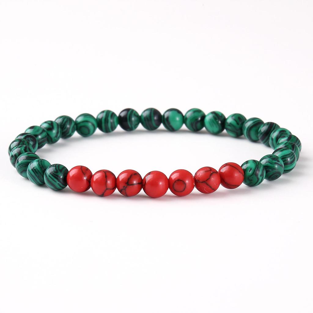 Multicolor Stone Bead Elastic Bracelet - Simple Fashion Accessory with National Flag Colors