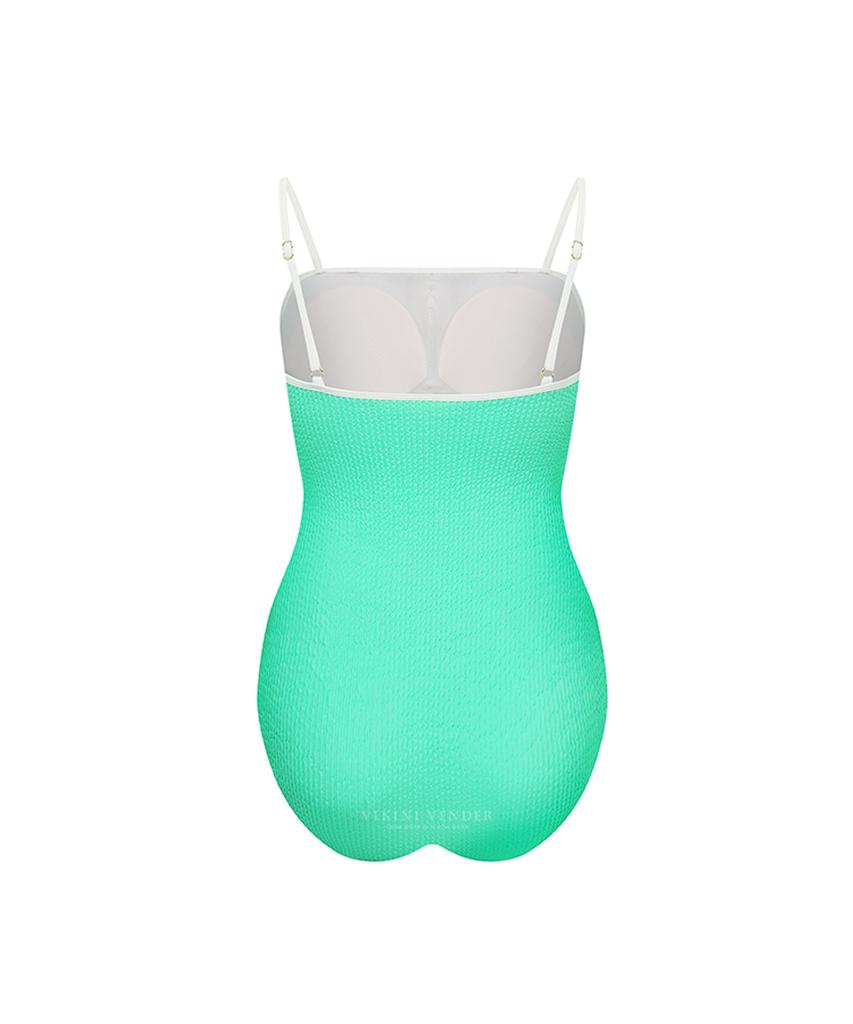 VIKINI VENDER Simple Binding Cutout Monokini - Emerald