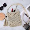 Straw Bag for Women, Summer Beach Straw Bag with Tassel, Weave Handmade Single Crossbody Bag with Zipper