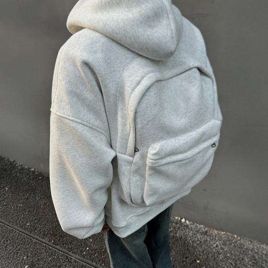 Ryggsekk-hettegenser for menn kvinner kreativ glidelåscardigan med ryggsekk lett reise hettegenser avslappet unisex hettegenser genser
