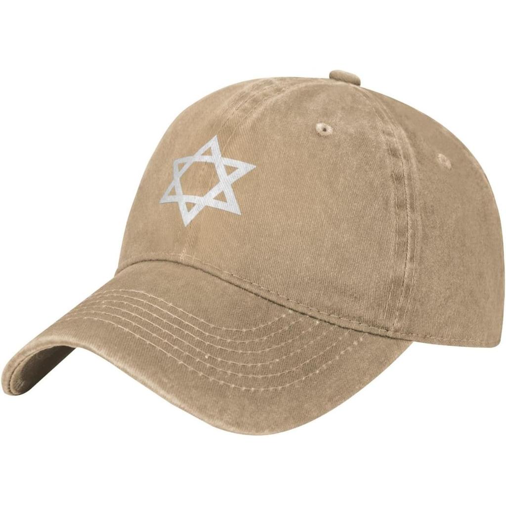 Star of David Washed Cotton Baseball Cap Casual Adjustable Sun Hat for Unisex