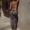 Leopard Print Three Piece Split Bikini Set Mesh Cover Up Skirt Womens Beach Swimwear