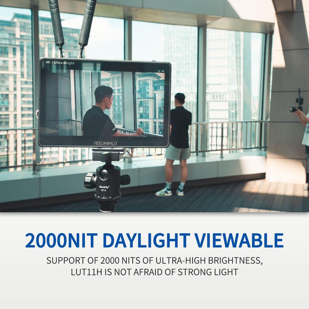 FEELWORLD 2000nit SLR Camera Field 1920x1200 4K with F970 External Supply Kit 10.1-inch High-Brightness Monitor, Touchscreen, HDMI, (LUT11H)