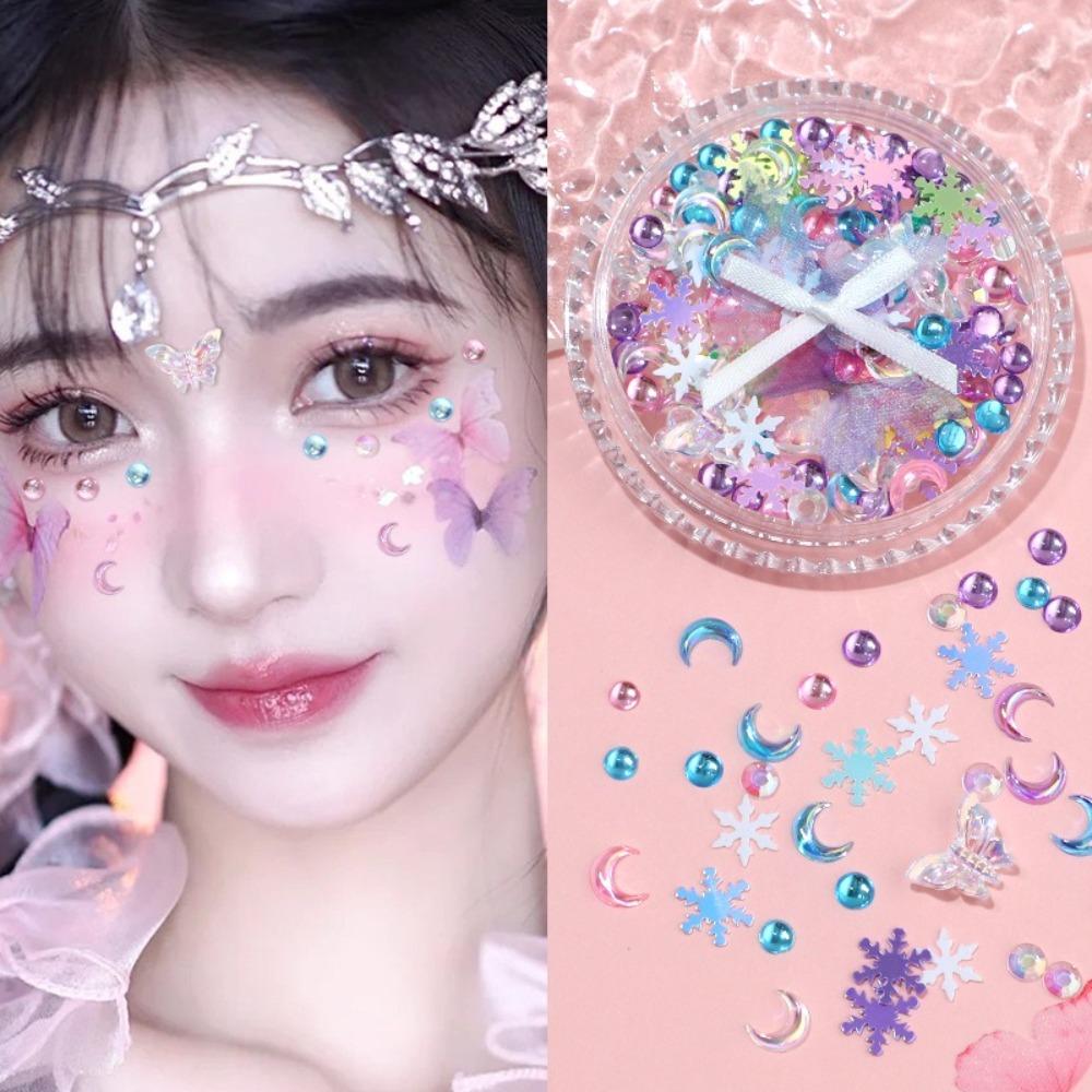 Pearls Makeup Face Stickers Diamond Eye Makeup Stickers Bridal Makeup Patch  for Face Makeup