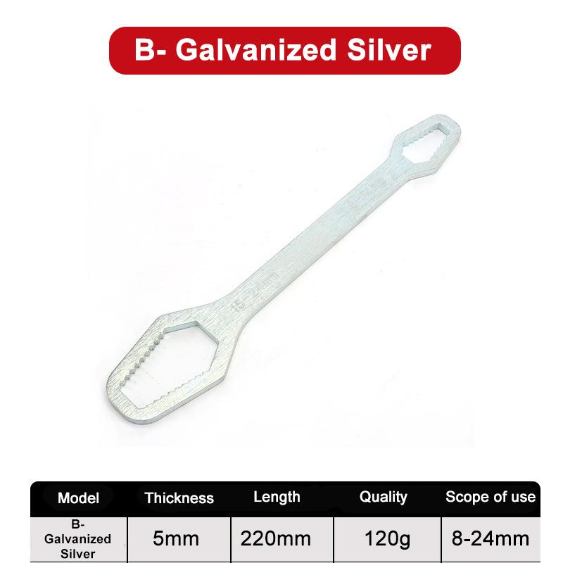 Cheie Inelară Multifuncțională Cheie Solidă cu Cap Dublu, Auto-Strângere Reglabilă Universală Cheie Reglabilă 8-24Mm