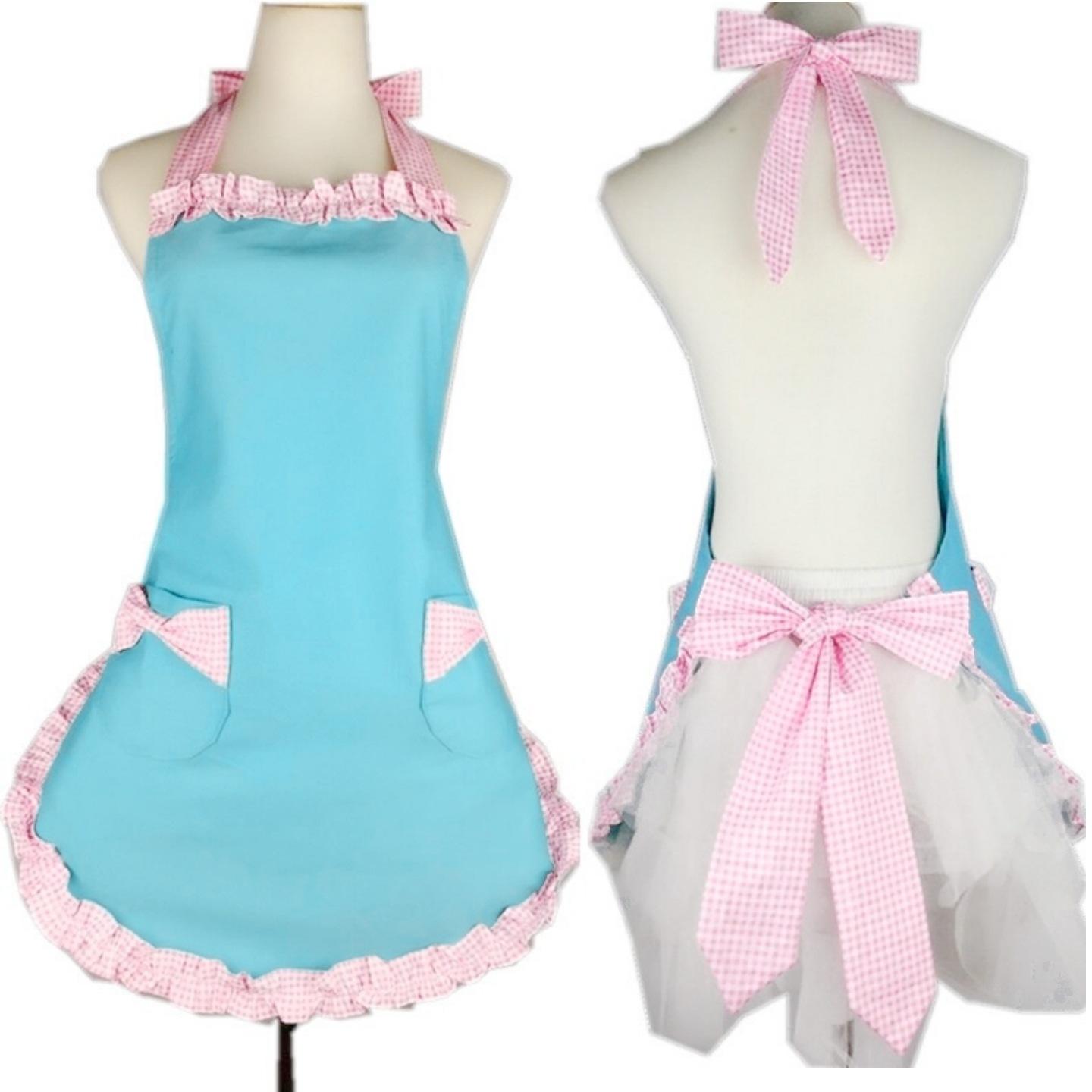 

Coat cute princess cotton blue kitchen manicure milk tea shop cleaning overalls apron
