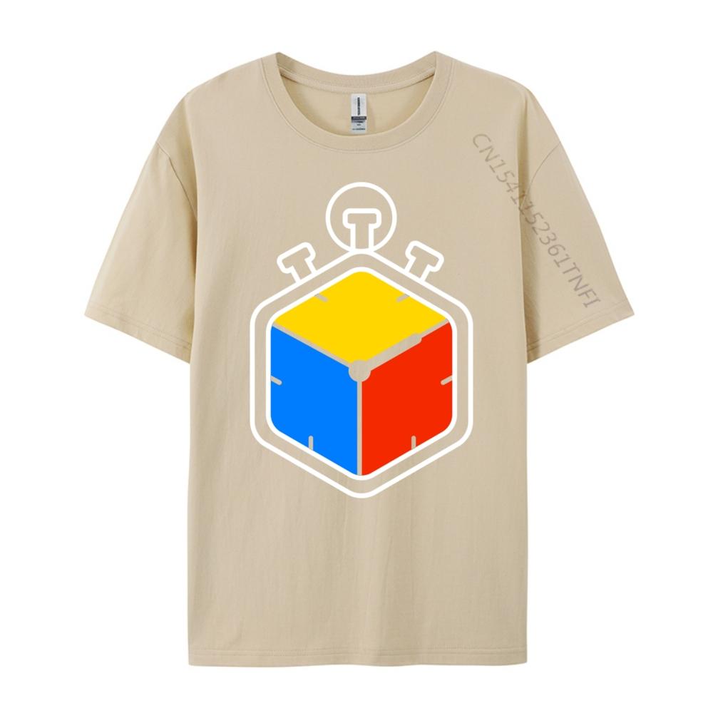 Speed Cubing Puzzle Cube Timer Graphic T Shirts Men Oversized ClassicShort Sleeve Tee
