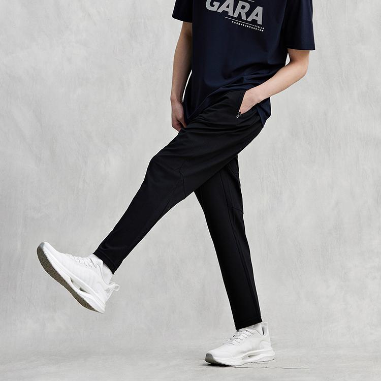 Kappa Gara Series Lightweight Solid Color Versatile Cool Feeling Sports Long Pants Men Bottoms Black K0E32AK44