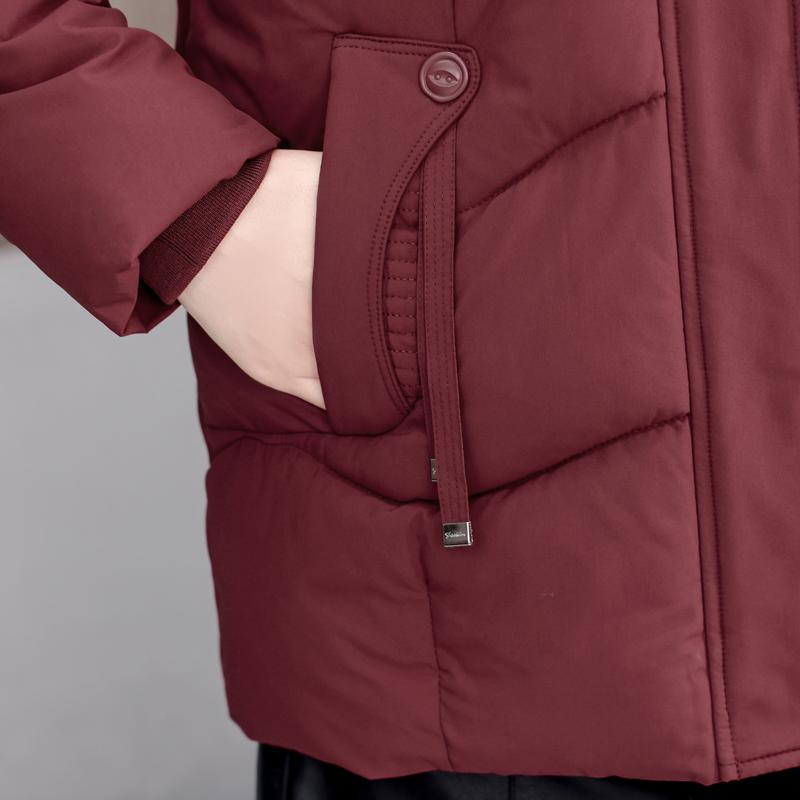 Plus Size XL-5XL Middle Age Woman Winter Coats Hooded Elegant Loose Thick Warm Parkas Female Jacket