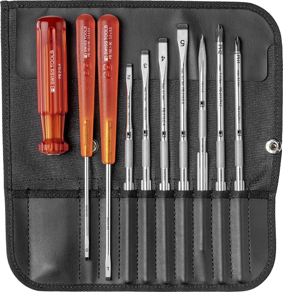 PB Swiss Tools Interchangeable Screwdriver Set in Paper 9-Piece Box, 215.CBB