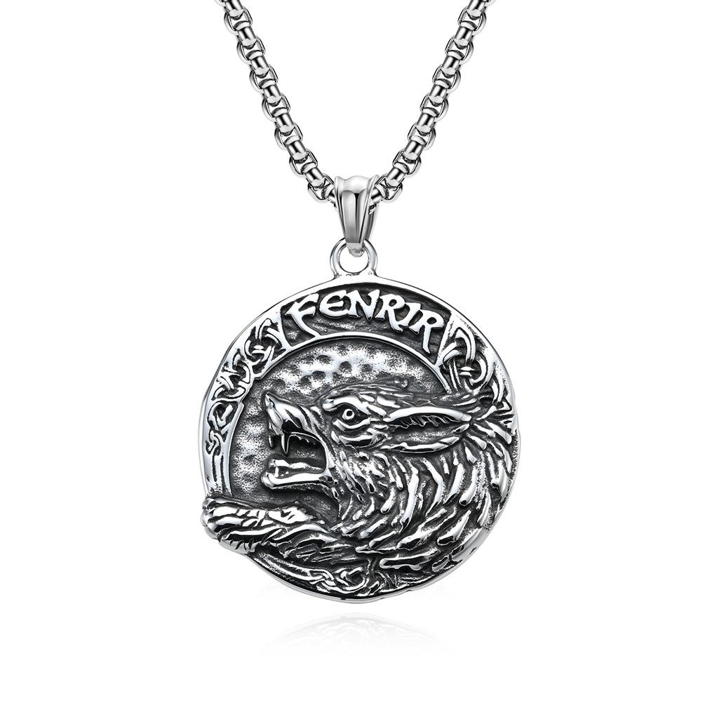

Vintage Nordic Style Wolf Stainless Steel Necklace for Accessories