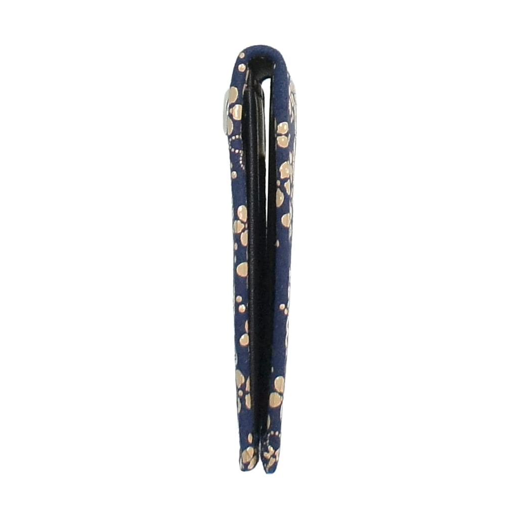 [Inden-ya] Inden Pass Case, Pass Case G, Thin, Deerskin, Navy Blue with White Lacquer, Forget-me-not Pattern, 2527-14-181