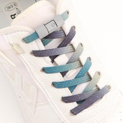 NO.8 1Pair No Tie Shoelaces Elastic For Sneakers Lazy Shoe Laces Press Metal Lock Quick On And Off Colored Shoelace Flat Unisex