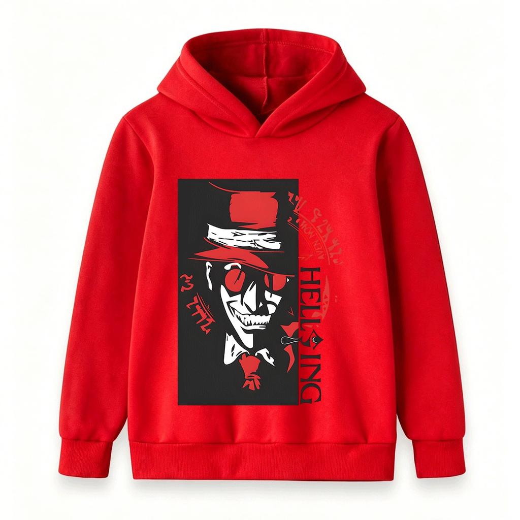Kids Boys Girls Pullover Hoodie, Cool Cartoon Vampire Pattern Long Sleeve Casual Sweatshirt for Daily Wear
