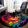 1PC Heart Rainbow Office Round Area Rug,  Mat Suitable ForOffice, Under Office Chairs Bedroom Living Room Home Decor, Room Deco