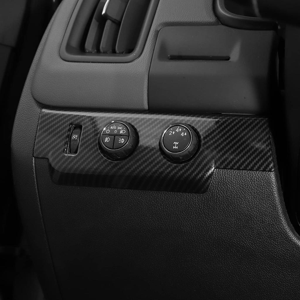 RT-TCZ Carbon Fiber Headlight Switch Button Panel Trim Cover Decoration Interior Accessories for Chevrolet Colorado 2014-2023,for GMC Canyon