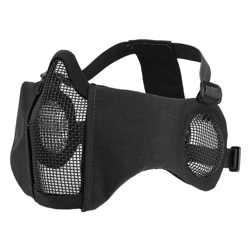 Τακτική Μάσκα Κρανίου Μισού Προσώπου με Προστασία Αυτιών και Στόματος από Μεταλλικό Πλέγμα για Υπαίθρια Οδήγηση και Σκοποβολή