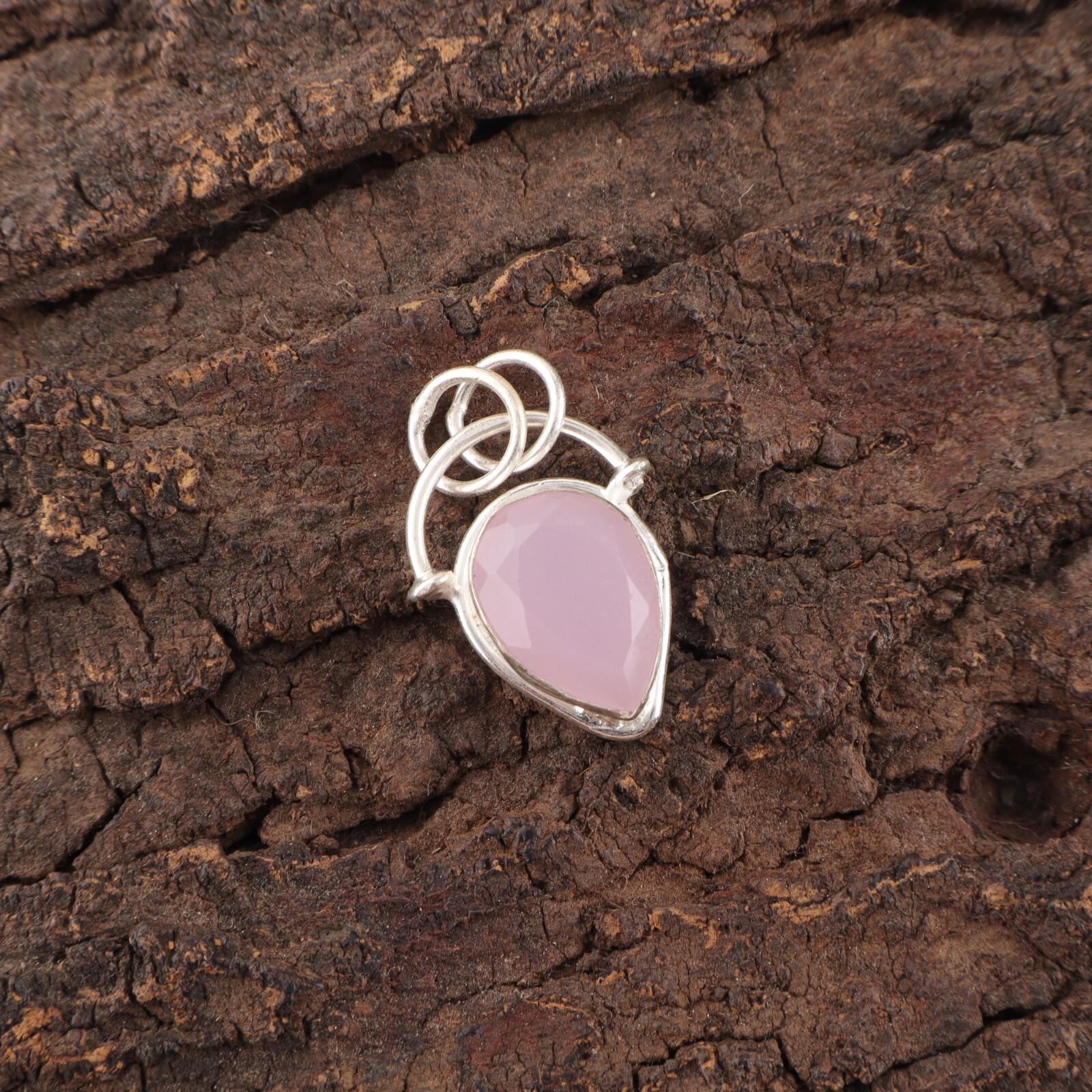 

Розовый Халцедон Драгоценный Камень Стерлинговое Серебро Ручная Работа Подарок Жене День Рождения Новый Кулон PP-56-19