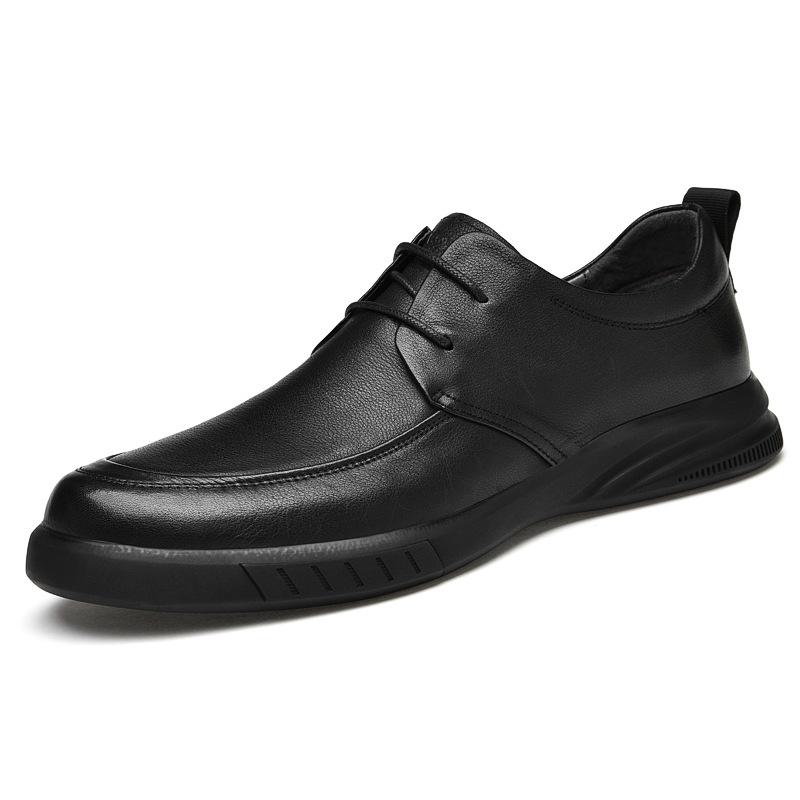 Men's Shoes 2025 Summer New Fashion Waterproof Non-slip Thick-soled Shock-absorbing Lace-up Men's Black Business Leather Shoes