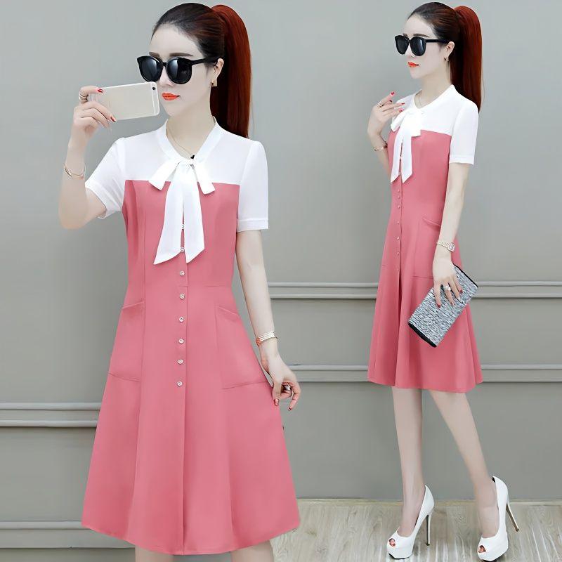 

Элегантное летнее шифоновое платье для женщин, тонкое миди-длинное платье, модная леди M розовый