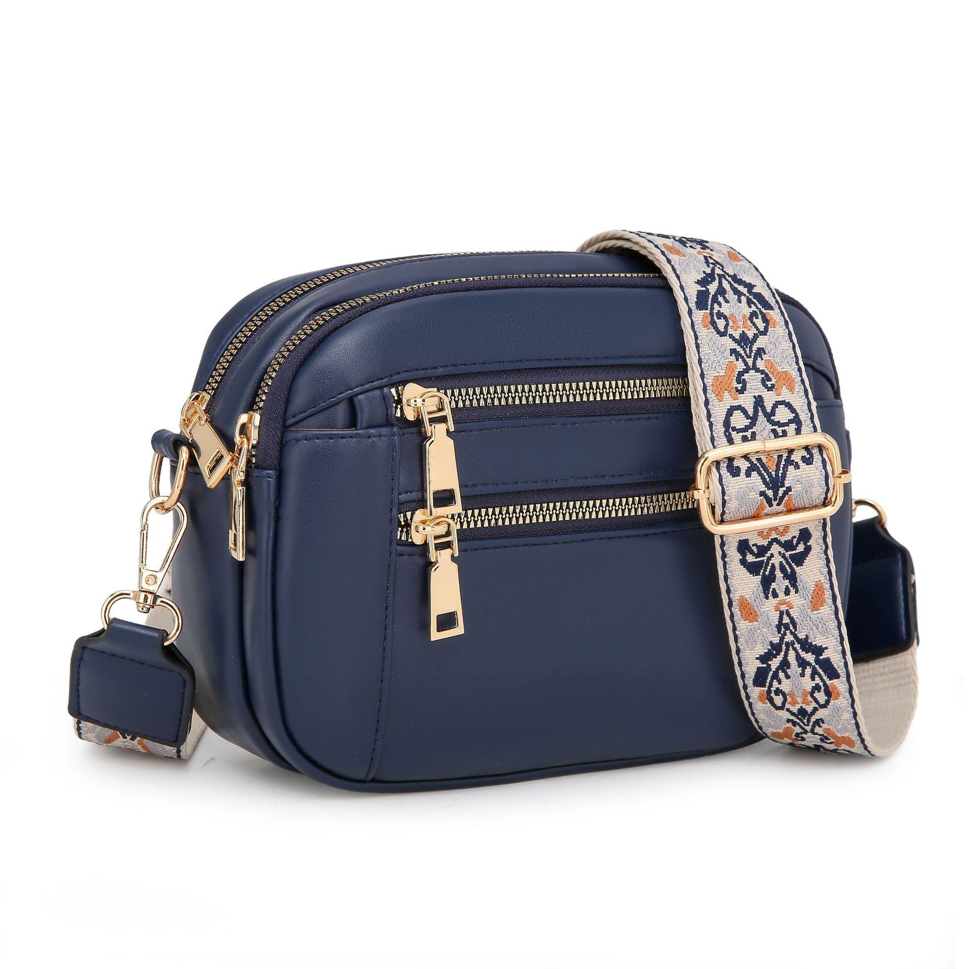 Women s shoulder bag high-end spliced crossbody bag wide shoulder strap textured small square bag