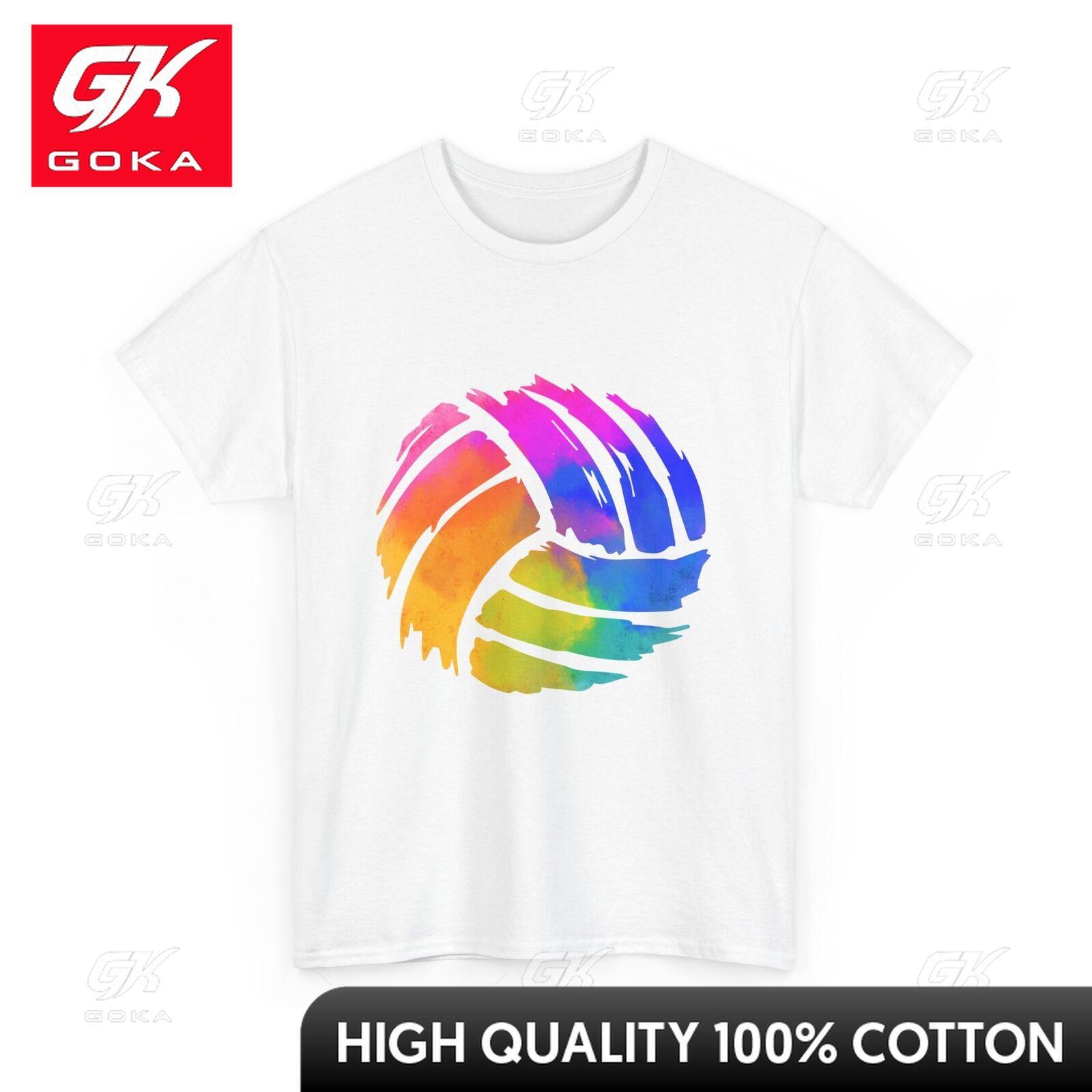 

Volleyball Tshirt Colorful Volleyball Ball Sports Lovers Playful Print All Cotton Graphic Top Minimalist Style S