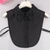 Spring & Winter Women's Anti-Wrinkle Chiffon Embroidered False Doll Collar Lapel Shirt Collar