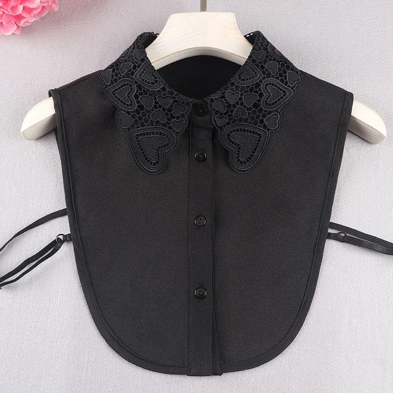 Spring & Winter Women's Anti-Wrinkle Chiffon Embroidered False Doll Collar Lapel Shirt Collar