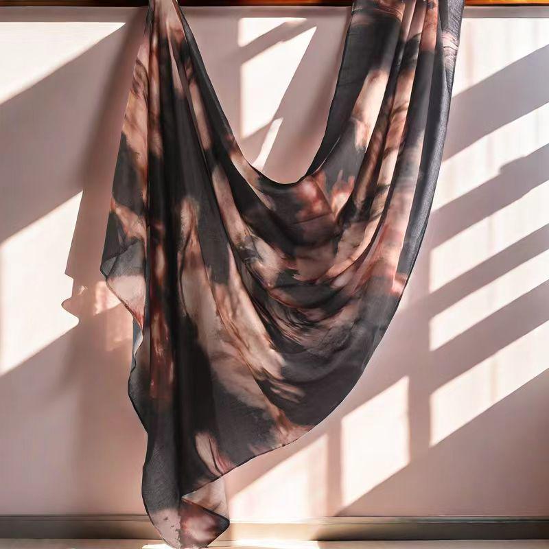 Ethnic Scarf: Modal Cotton Watercolor Print Shawl & Headscarf for Women