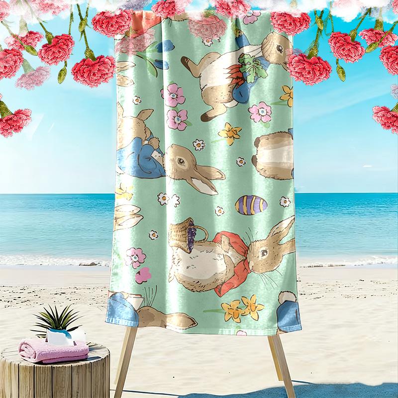 Peter Rabbit Print Beach Towel, Large Soft Quick Dry Towel for Beach Camping Swimming