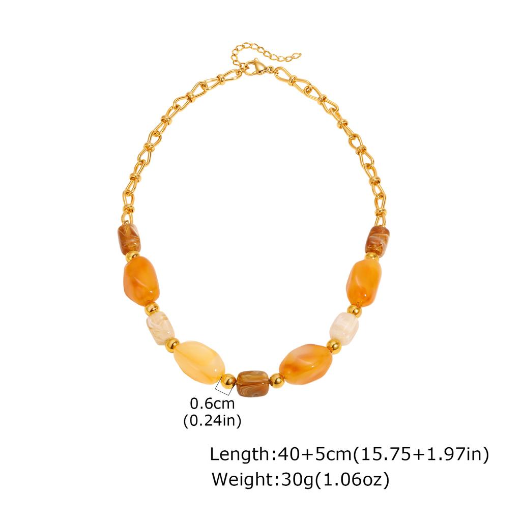 Vintage Acrylharz Unregelmäßiger Anhänger Halskette für Damen, 18 Karat Vergoldete Edelstahl Halskette, Trendiger Schmuck Wasserdicht