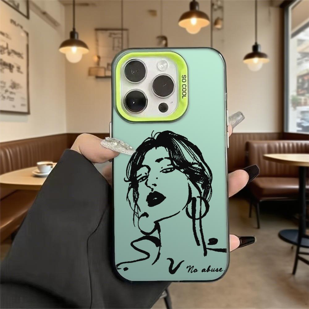Ink Sketch of Woman Hard Phone Case for Iphone 16 15 14 13 12 11 Pro Max Mini Shockproof Anti-Scratch Protective Cover