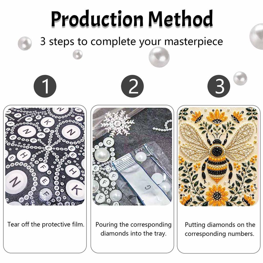 DIY Pearl and Diamond Painting Kit Bumblebee Flower. suitable for beginners. home wall decoration. handmade gift.