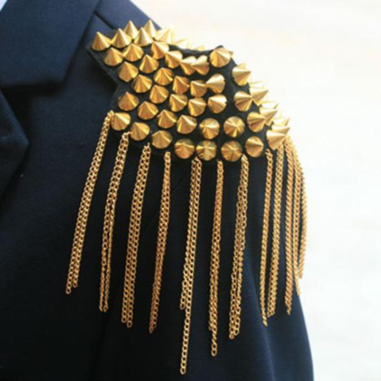 Shoulder Brooch Tassels Punk Jewelry Vintage Fringe Epaulette Clothes Decor