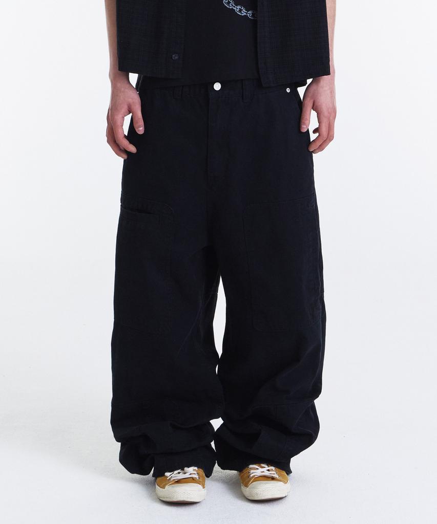 Gicheol Asym Vintage Cargo Pants (Washed Black)