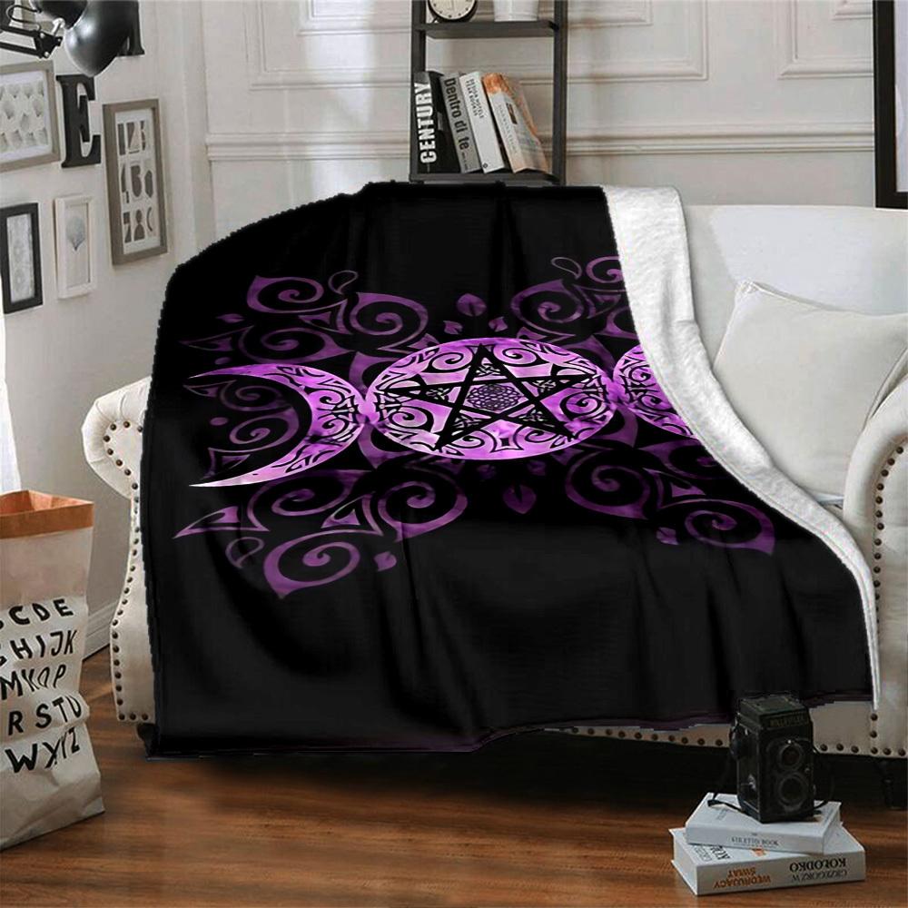 1pc Pentagram Moon Phases Soft Warm Throw Blanket Nap Blanket For Couch Sofa Office Bed Camping Travel,Comfortable
